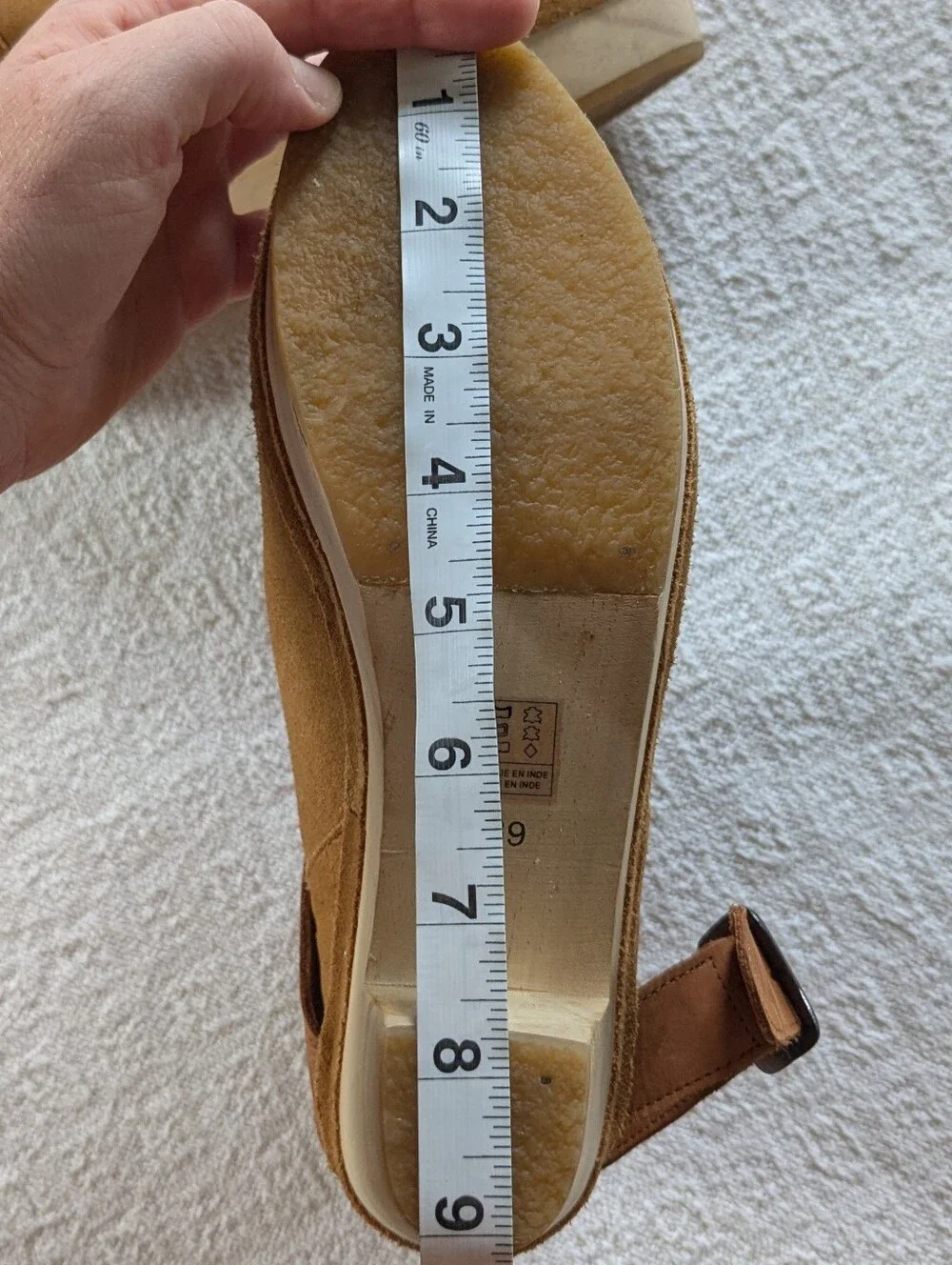 Free People Bungalow Wooden Clog Ankle Boot Strap Suede Sand Sz 39